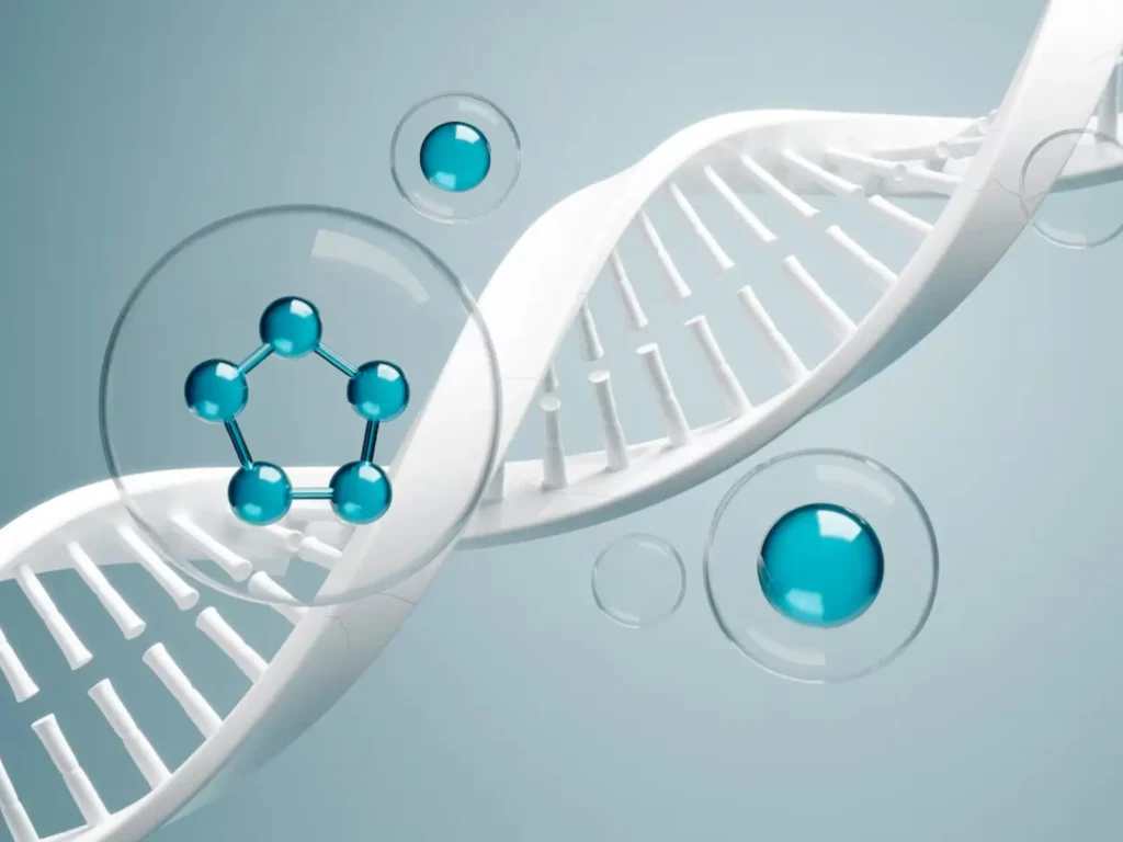 DNA helix and molecular bubbles.
