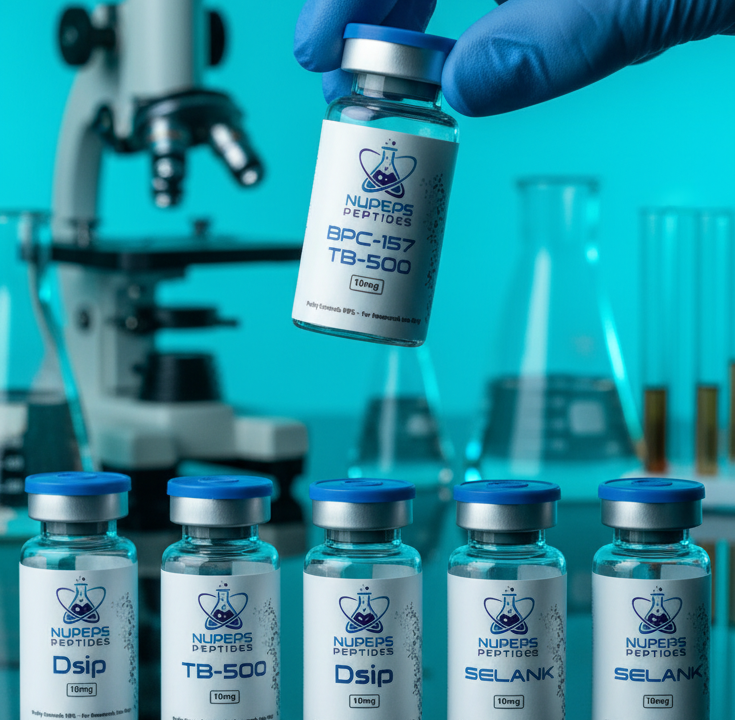 Peptide vials in laboratory setting