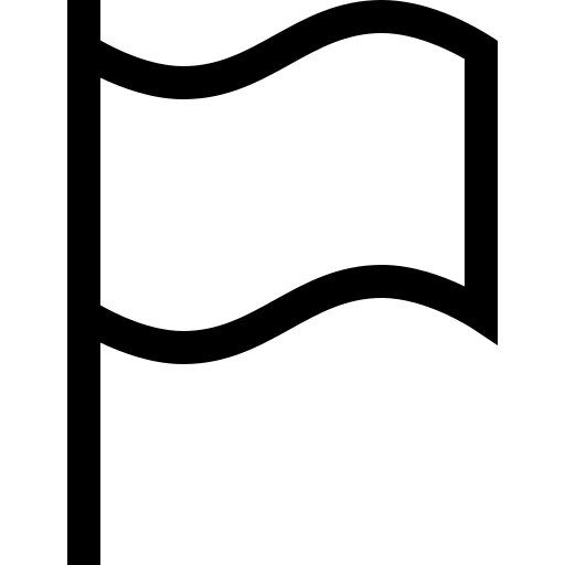 Wavy black outline flag icon.